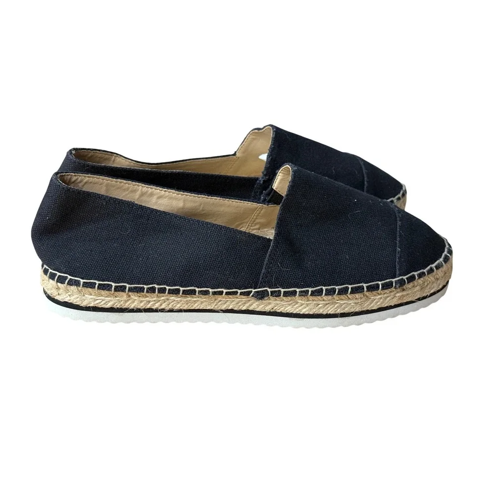 XOXO Laney Women 7.5 M Black Canvas Espadrille Slip On Flat Shoes X0153600‎